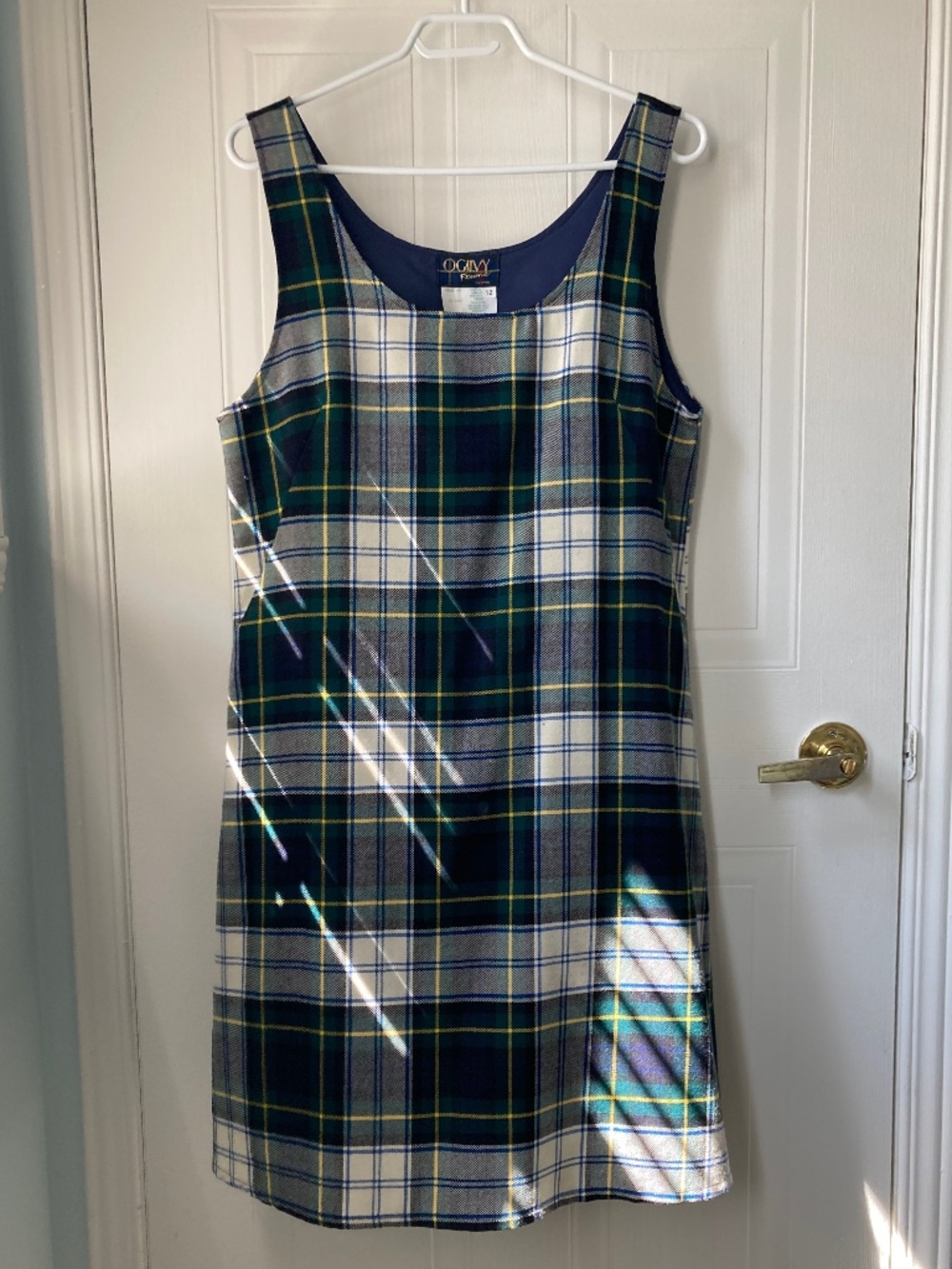 OGILVY Femme vintage blue & green plaid dress